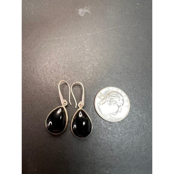 NEW Black onyx sterling silver teardrop earrings 8.12 grams - Picture 2 of 11